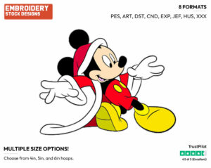 Mickey Mouse Tiptoeing - Disney Characters - Christmas - Holiday Inspired Embroidery Design in 3 sizes & 8 formats