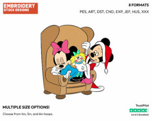 Mickey & Minnie Mouse - Disney Characters - Christmas - Holiday Inspired Embroidery Design in 3 sizes & 8 formats