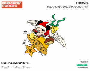 Mickey Mouse Ringing Christmas Bell - Disney Characters - Christmas - Holiday Inspired Embroidery Design in 3 sizes & 8 formats