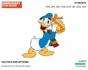 Donald Duck - Disney Characters - Christmas - Holiday Inspired Embroidery Design in 3 sizes & 8 formats