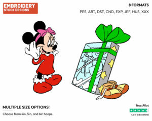 Minnie Mouse - Disney Characters - Christmas - Holiday Inspired Embroidery Design in 3 sizes & 8 formats