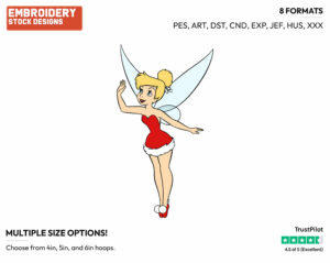 Tinker Bell - Disney Characters - Christmas - Holiday Inspired Embroidery Design in 3 sizes & 8 formats
