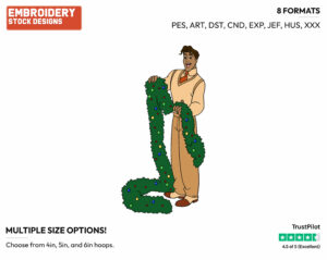 Naveen - Disney Characters - Christmas - Holiday Inspired Embroidery Design in 3 sizes & 8 formats