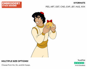 Aladdin Ornament - Disney Characters - Christmas - Holiday Inspired Embroidery Design in 3 sizes & 8 formats