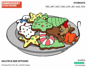 Jaq Cookies - Disney Characters - Christmas - Holiday Inspired Embroidery Design in 3 sizes & 8 formats