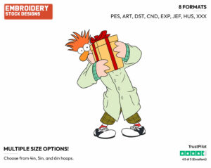 Beaker - Disney Characters - Christmas - Holiday Inspired Embroidery Design in 3 sizes & 8 formats