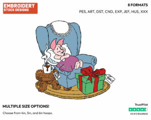 Piglet Asleep Waiting For Santa Claus - Disney Characters - Christmas - Holiday Inspired Embroidery Design in 3 sizes & 8 formats
