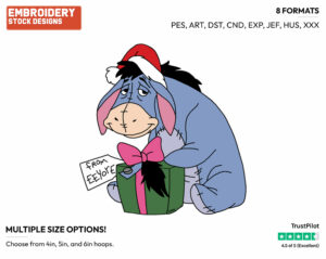 Eeyore - Disney Characters - Christmas - Holiday Inspired Embroidery Design in 3 sizes & 8 formats