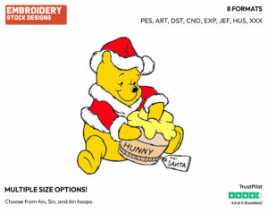 Winnie The Pooh - Disney Characters - Christmas - Holiday Inspired Embroidery Design in 3 sizes & 8 formats