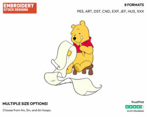 Winnie The Pooh Writing Wish List - Disney Characters - Christmas - Holiday Inspired Embroidery Design in 3 sizes & 8 formats