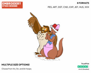 Owl, Kanga - Disney Characters - Christmas - Holiday Inspired Embroidery Design in 3 sizes & 8 formats
