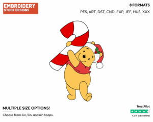 Winnie The Pooh - Disney Characters - Christmas - Holiday Inspired Embroidery Design in 3 sizes & 8 formats