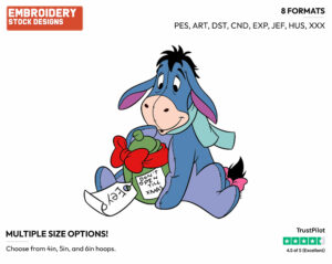 Eeyore - Disney Characters - Christmas - Holiday Inspired Embroidery Design in 3 sizes & 8 formats