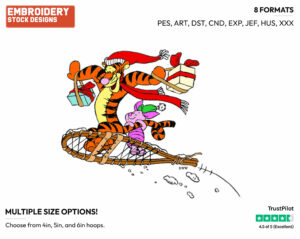 Tigger, Piglet In Snowshoe - Disney Characters - Christmas - Holiday Inspired Embroidery Design in 3 sizes & 8 formats