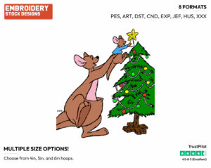 Kanga, Roo Decorating Christmas Tree - Disney Characters - Christmas - Holiday Inspired Embroidery Design in 3 sizes & 8 formats