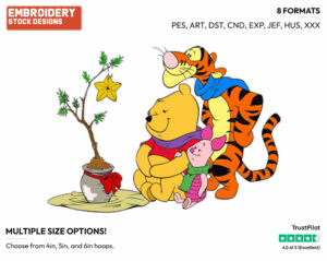 Winnie The Pooh, Tigger, Piglet Christmas Tree - Disney Characters - Christmas - Holiday Inspired Embroidery Design in 3 sizes & 8 formats