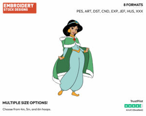 Jasmine - Disney Characters - Christmas - Holiday Inspired Embroidery Design in 3 sizes & 8 formats