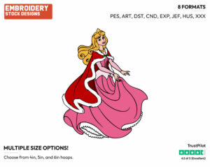 Aurora Posing - Disney Characters - Christmas - Holiday Inspired Embroidery Design in 3 sizes & 8 formats