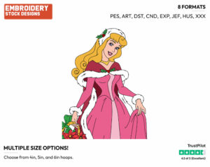 Aurora - Disney Characters - Christmas - Holiday Inspired Embroidery Design in 3 sizes & 8 formats