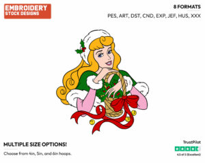 Aurora - Disney Characters - Christmas - Holiday Inspired Embroidery Design in 3 sizes & 8 formats