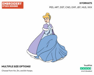 Cinderella - Disney Characters - Christmas - Holiday Inspired Embroidery Design in 3 sizes & 8 formats