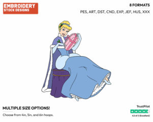 Cinderella, Present - Disney Characters - Christmas - Holiday Inspired Embroidery Design in 3 sizes & 8 formats