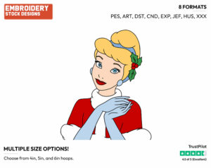 Cinderella - Disney Characters - Christmas - Holiday Inspired Embroidery Design in 3 sizes & 8 formats