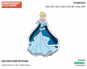 Cinderella - Disney Characters - Christmas - Holiday Inspired Embroidery Design in 3 sizes & 8 formats