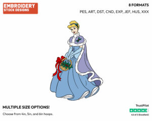 Cinderella - Disney Characters - Christmas - Holiday Inspired Embroidery Design in 3 sizes & 8 formats