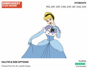 Cinderella - Disney Characters - Christmas - Holiday Inspired Embroidery Design in 3 sizes & 8 formats