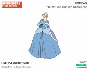 Cinderella - Disney Characters - Christmas - Holiday Inspired Embroidery Design in 3 sizes & 8 formats