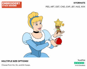 Cinderella Ornaments - Disney Characters - Christmas - Holiday Inspired Embroidery Design in 3 sizes & 8 formats
