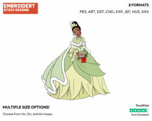 Tiana Holding Basket - Disney Characters - Christmas - Holiday Inspired Embroidery Design in 3 sizes & 8 formats