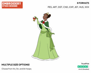 Tiana, Ornament - Disney Characters - Christmas - Holiday Inspired Embroidery Design in 3 sizes & 8 formats