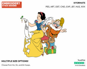 Snow White, Doc Writing Christmas Wish List - Disney Characters - Christmas - Holiday Inspired Embroidery Design in 3 sizes & 8 formats