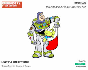 Buzz Lightyear, Alien - Disney Characters - Christmas - Holiday Inspired Embroidery Design in 3 sizes & 8 formats