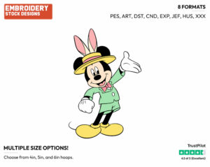 Mickey Mouse Dressed Up For Easter - Disney Characters - Easter - Holiday Inspired Embroidery Design in 3 sizes & 8 formats