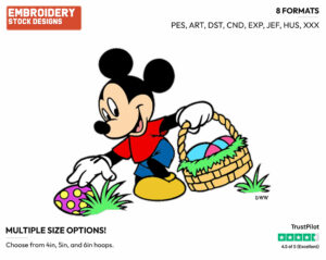 Mickey - Disney Characters - Easter - Holiday Inspired Embroidery Design in 3 sizes & 8 formats