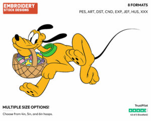 Pluto - Disney Characters - Easter - Holiday Inspired Embroidery Design in 3 sizes & 8 formats
