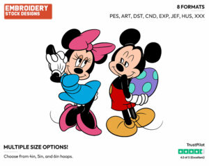 Mickey, Minnie - Disney Characters - Easter - Holiday Inspired Embroidery Design in 3 sizes & 8 formats