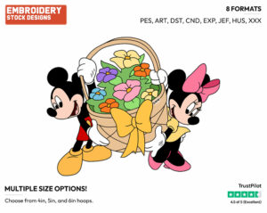 Mickey, Minnie - Disney Characters - Easter - Holiday Inspired Embroidery Design in 3 sizes & 8 formats