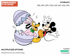 Mickey, Pluto - Disney Characters - Easter - Holiday Inspired Embroidery Design in 3 sizes & 8 formats