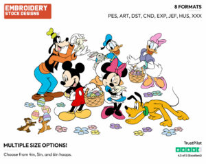 Mickey Mouse And Friends - Disney Characters - Easter - Holiday Inspired Embroidery Design in 3 sizes & 8 formats
