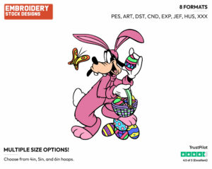 Goofy Dressed As Easter Bunny - Disney Characters - Easter - Holiday Inspired Embroidery Design in 3 sizes & 8 formats