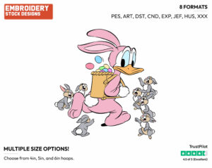 Donald Duck As The Easter Bunny - Disney Characters - Easter - Holiday Inspired Embroidery Design in 3 sizes & 8 formats