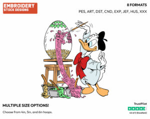 Donald Duck Painting Easter Egg - Disney Characters - Easter - Holiday Inspired Embroidery Design in 3 sizes & 8 formats