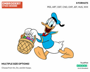 Donald Duck - Disney Characters - Easter - Holiday Inspired Embroidery Design in 3 sizes & 8 formats