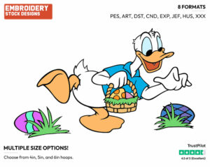 Donald - Disney Characters - Easter - Holiday Inspired Embroidery Design in 3 sizes & 8 formats