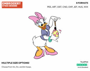 Daisy Duck Painting An Easter Egg - Disney Characters - Easter - Holiday Inspired Embroidery Design in 3 sizes & 8 formats