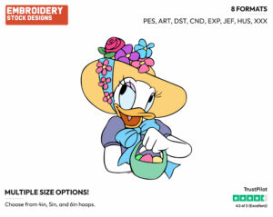 Daisy Duck Dressed Up For Easter - Disney Characters - Easter - Holiday Inspired Embroidery Design in 3 sizes & 8 formats